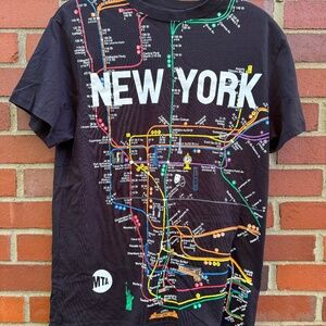 MTA New York City Subway Transit Colorful Map Black Shirt- M